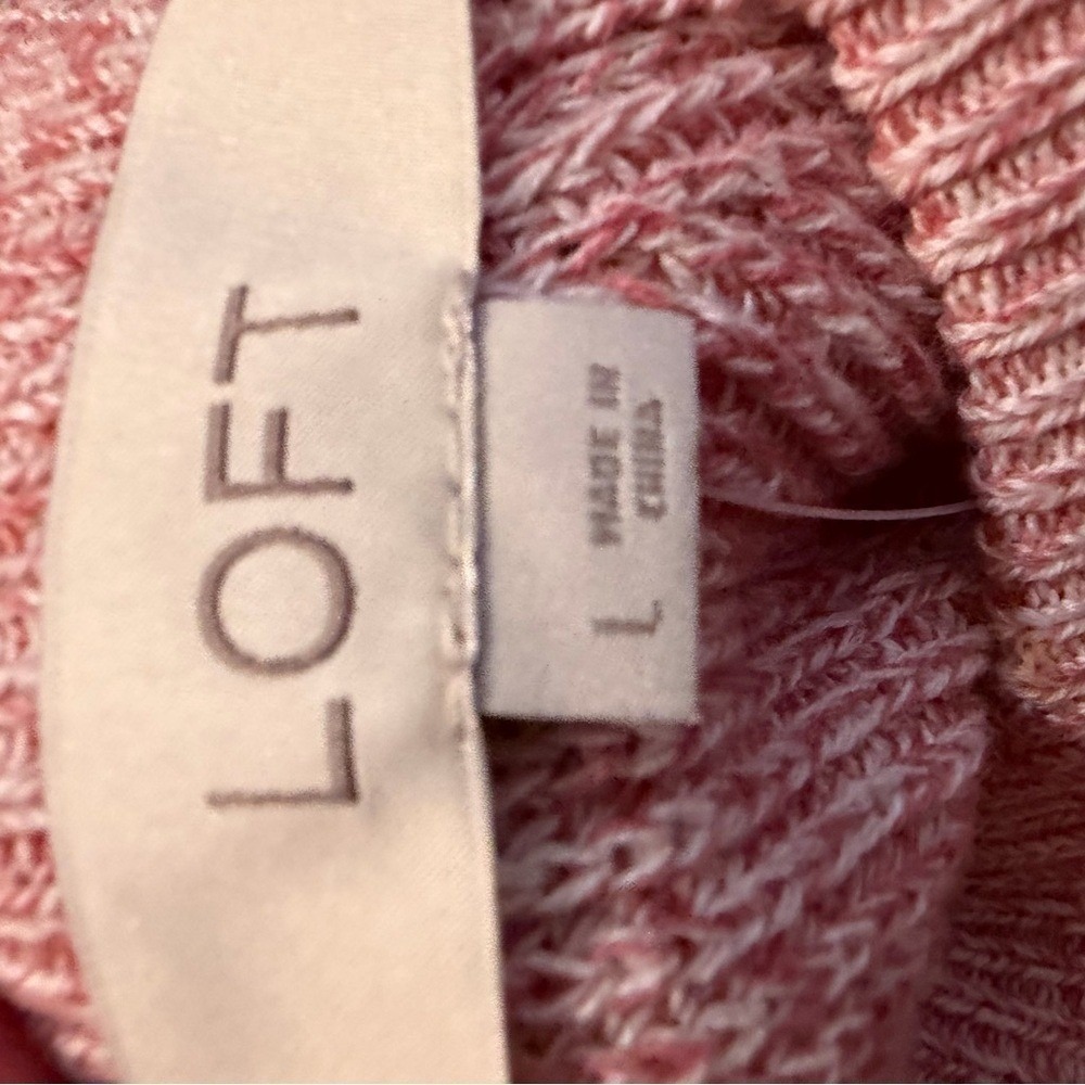 LOFT Pink Knit Sweater Womens Large Back Tie Long Sleeve Lightweight NWT - Picture 5 of 6